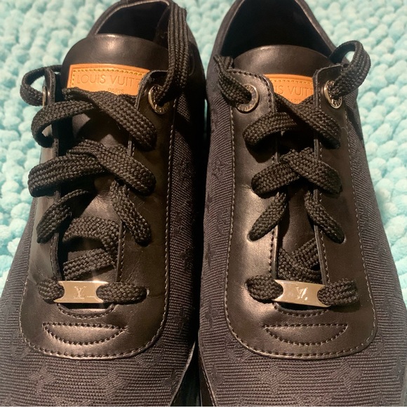LOUIS VUITTON Monogram Idylle Black Leather Canvas Sneakers LV 2004 RARE Size 39 - Picture 5 of 14
